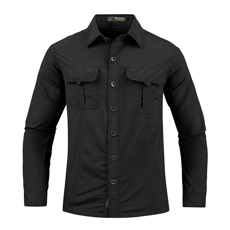 Men's Cotton Military Long-Sleeved Cargo Shirt
