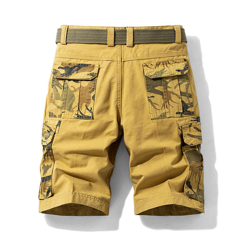 Men's New Pattern Washed Cargo Shorts