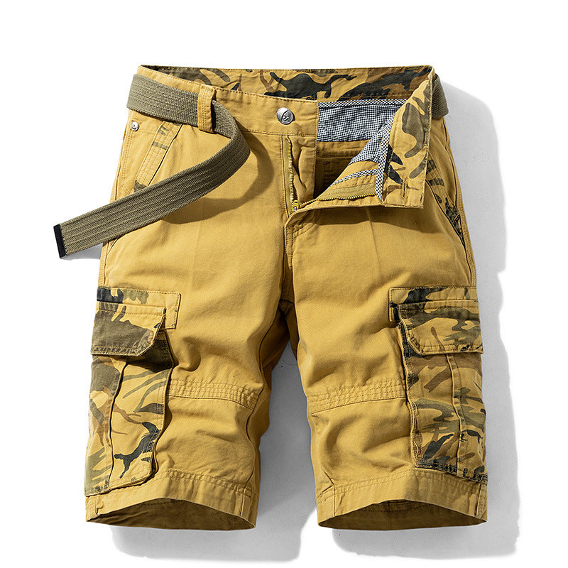 Men's New Pattern Washed Cargo Shorts