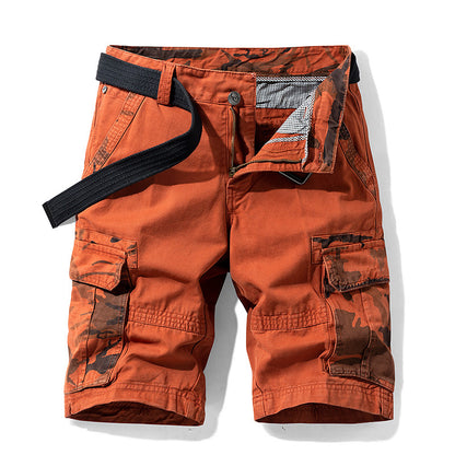 Men's New Pattern Washed Cargo Shorts