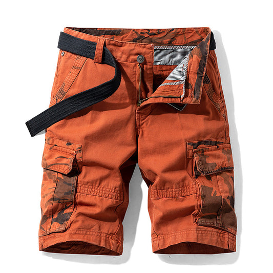 Men's New Pattern Washed Cargo Shorts